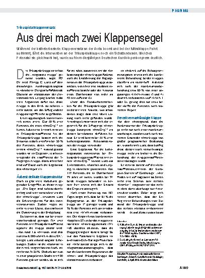 Vorschauseite 1: Trikuspidalklappenersatz: Aus drei mach zwei Klappensegel