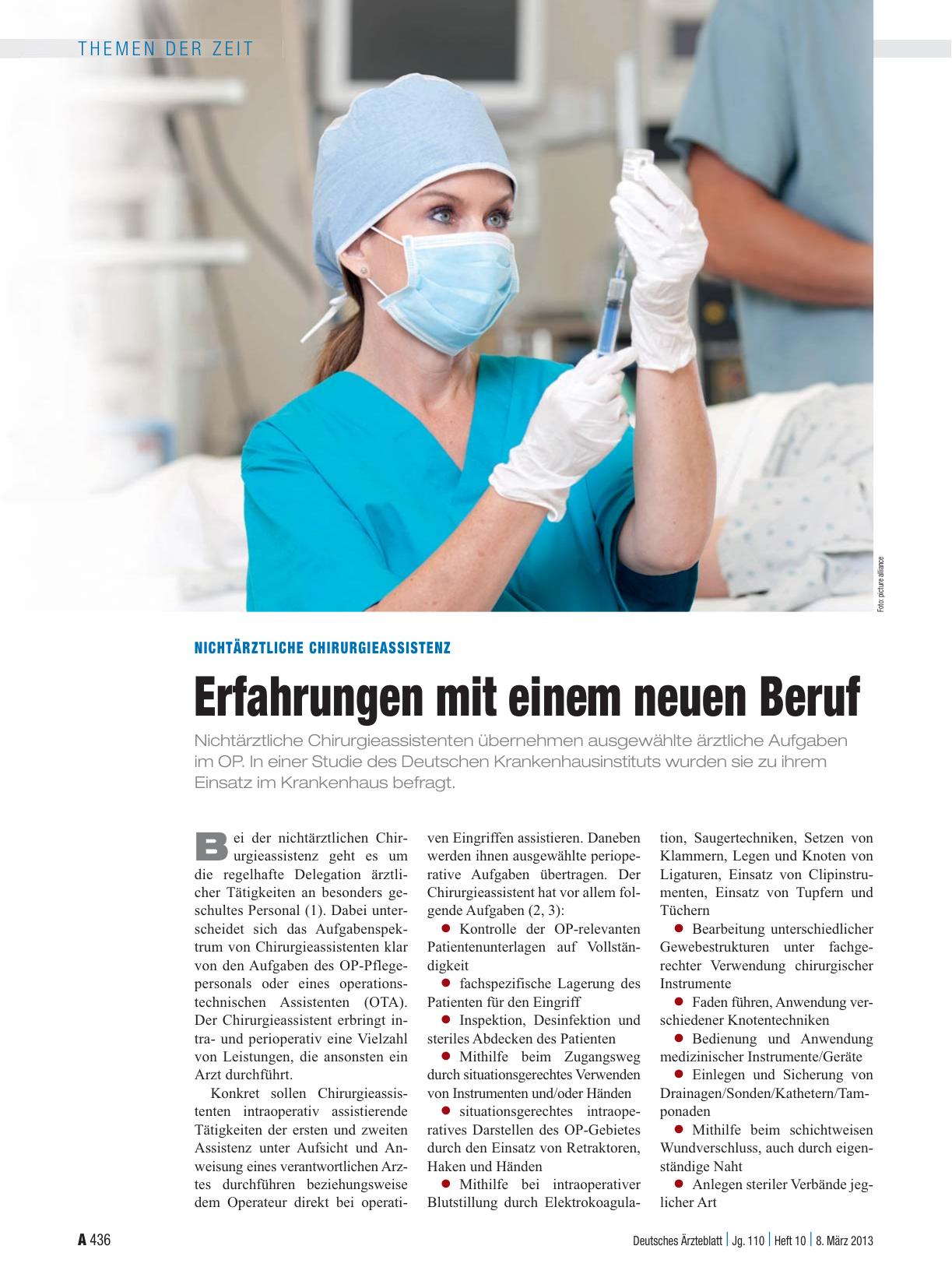 Vorschauseite 1: Nichtärztliche Chirurgieassistenz: Erfahrungen mit einem neuen Beruf