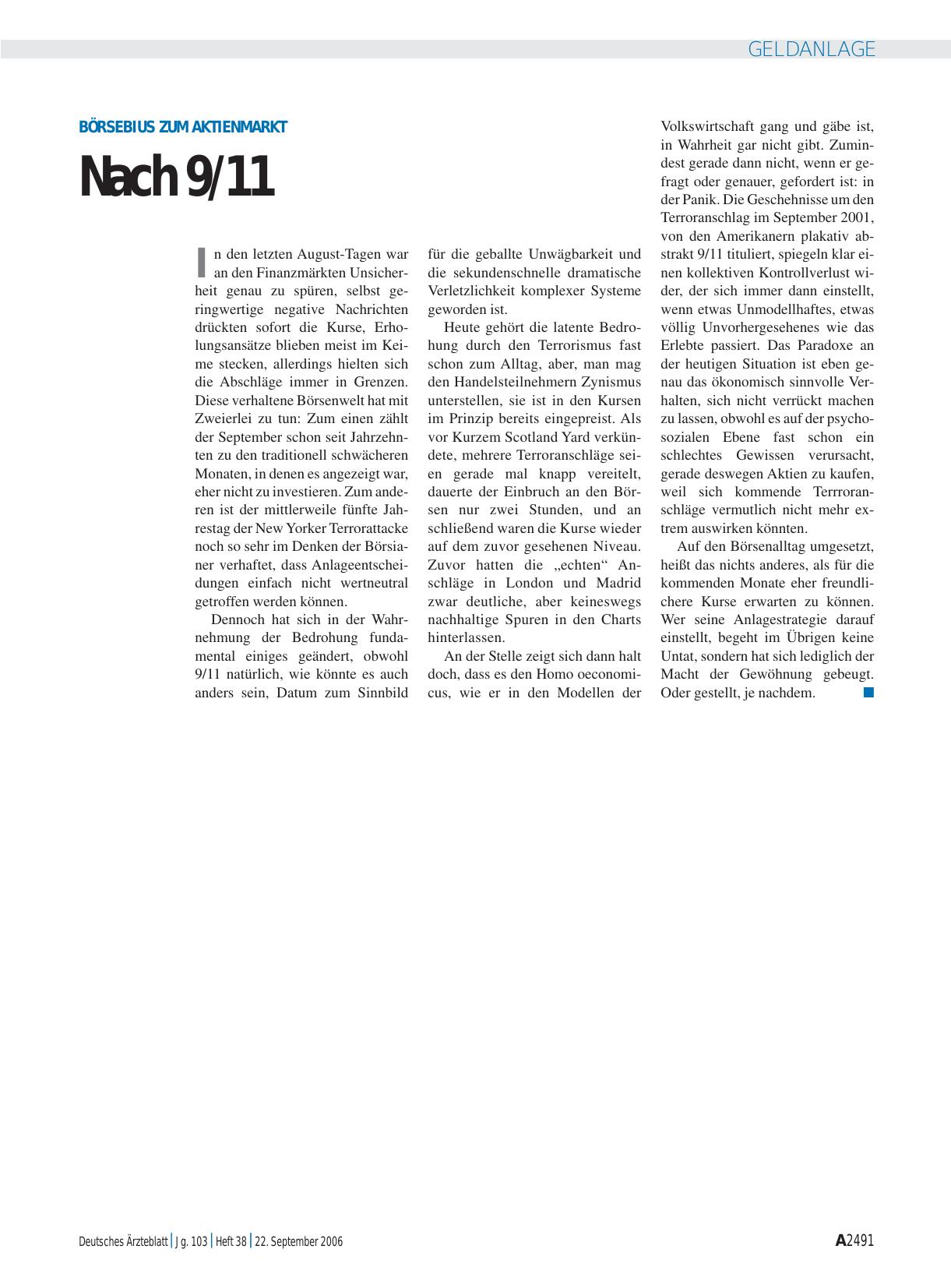 Vorschauseite 1: Börsebius zum aktienmarkt: Nach 9/11