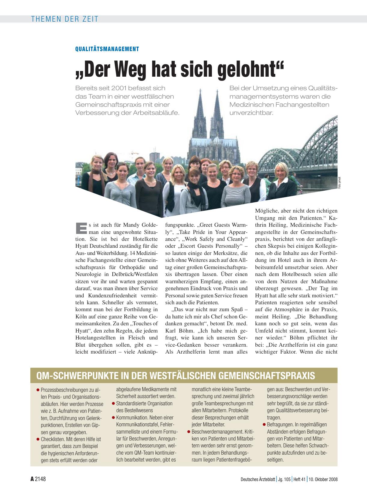 Vorschauseite 1: Qualitätsmanagement: „Der Weg hat sich gelohnt“