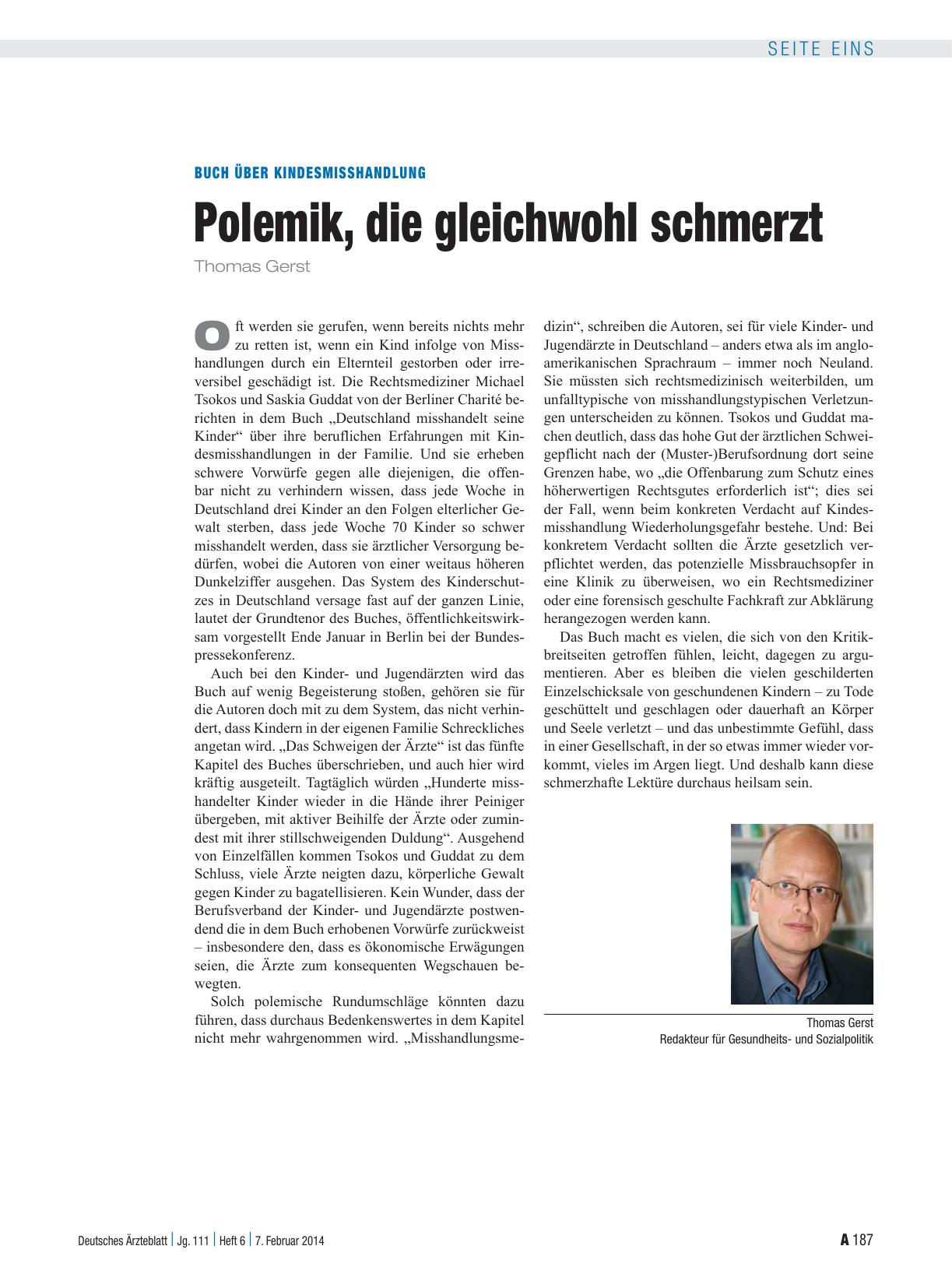 Vorschauseite 1: Buch über Kindesmisshandlung: Polemik, die gleichwohl schmerzt