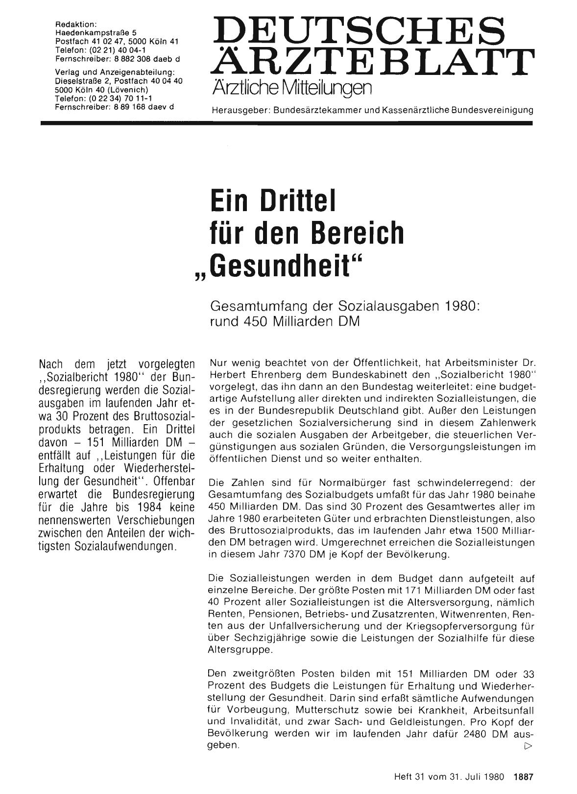 Vorschauseite 1: Ein Drittel für den Bereich „Gesundheit“