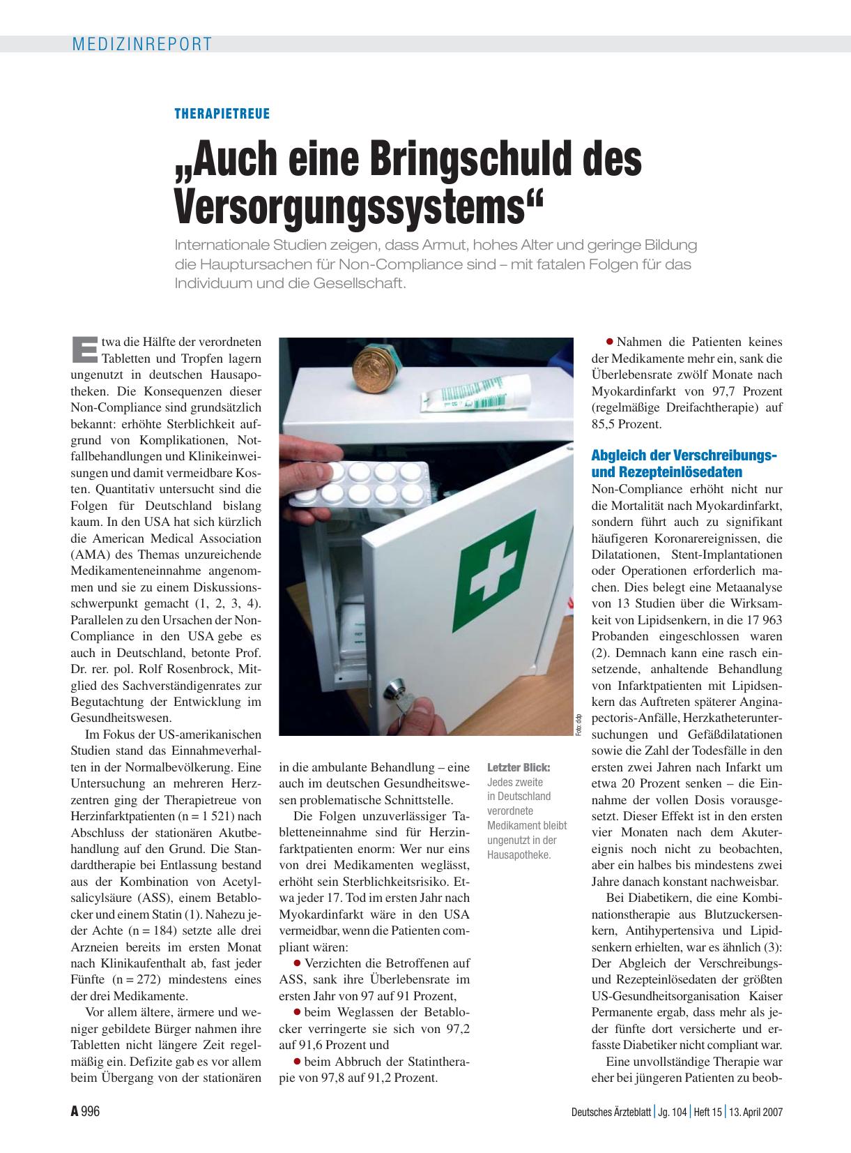 Vorschauseite 1: Therapietreue: „Auch eine Bringschuld des Versorgungssystems“