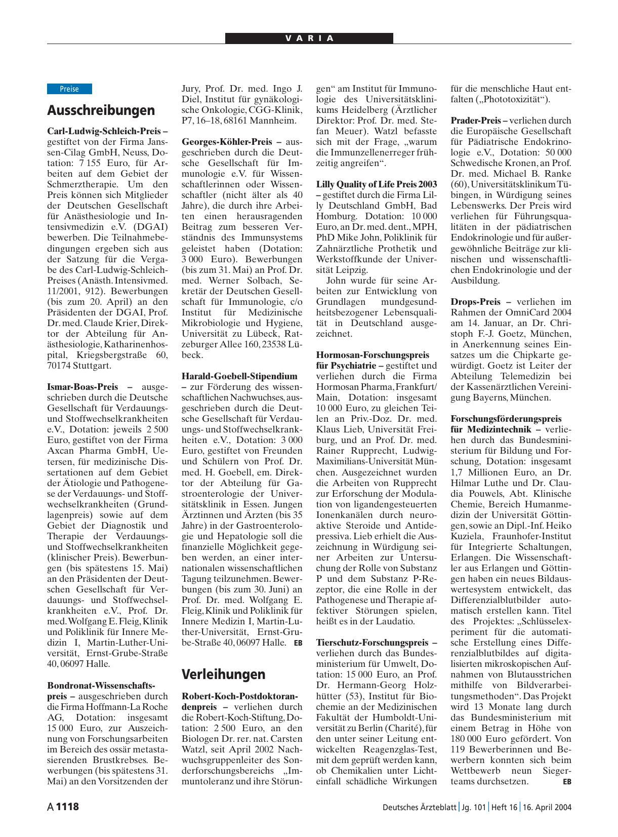 Vorschauseite 1: Ausschreibungen