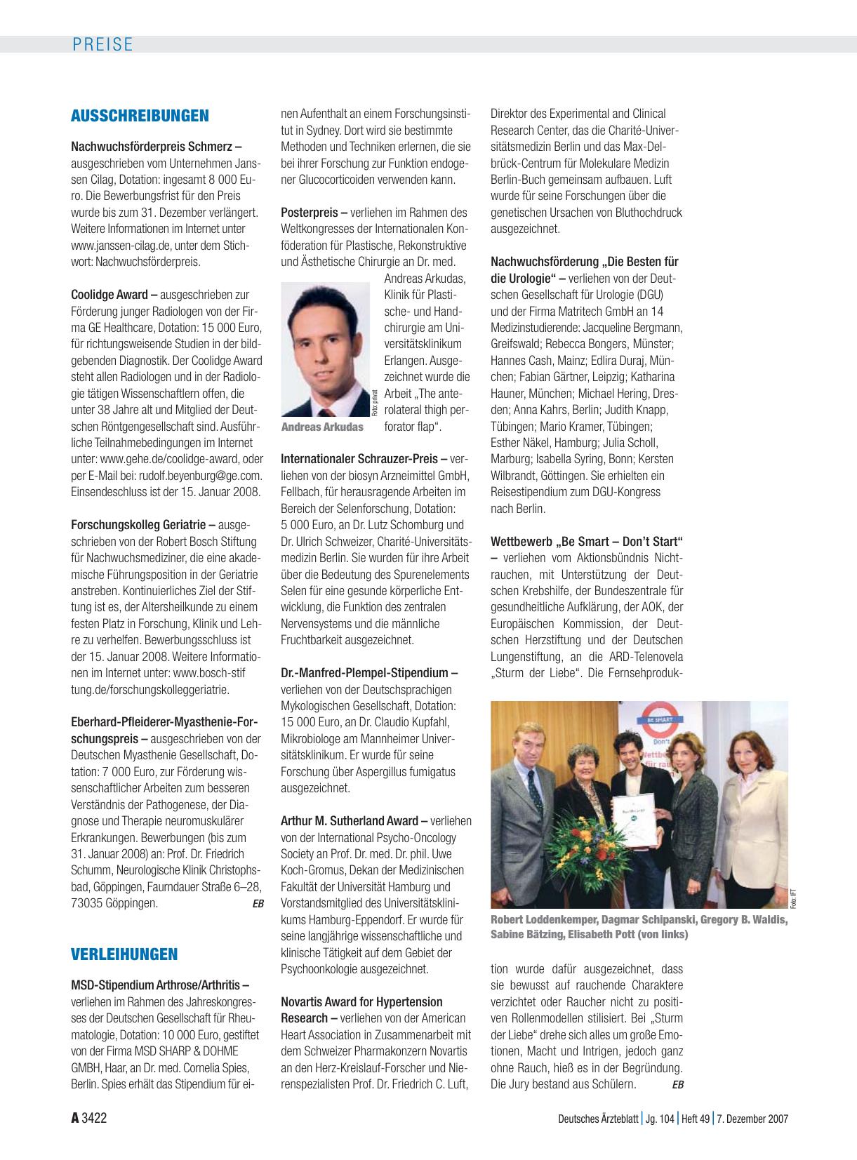 Vorschauseite 1: Verleihungen