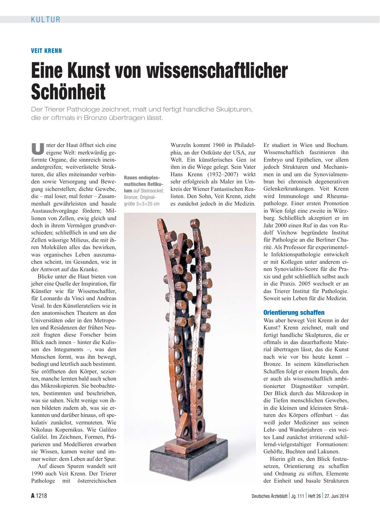 Vorschauseite 1: Veit Krenn: Eine Kunst von wissenschaftlicher Schönheit
