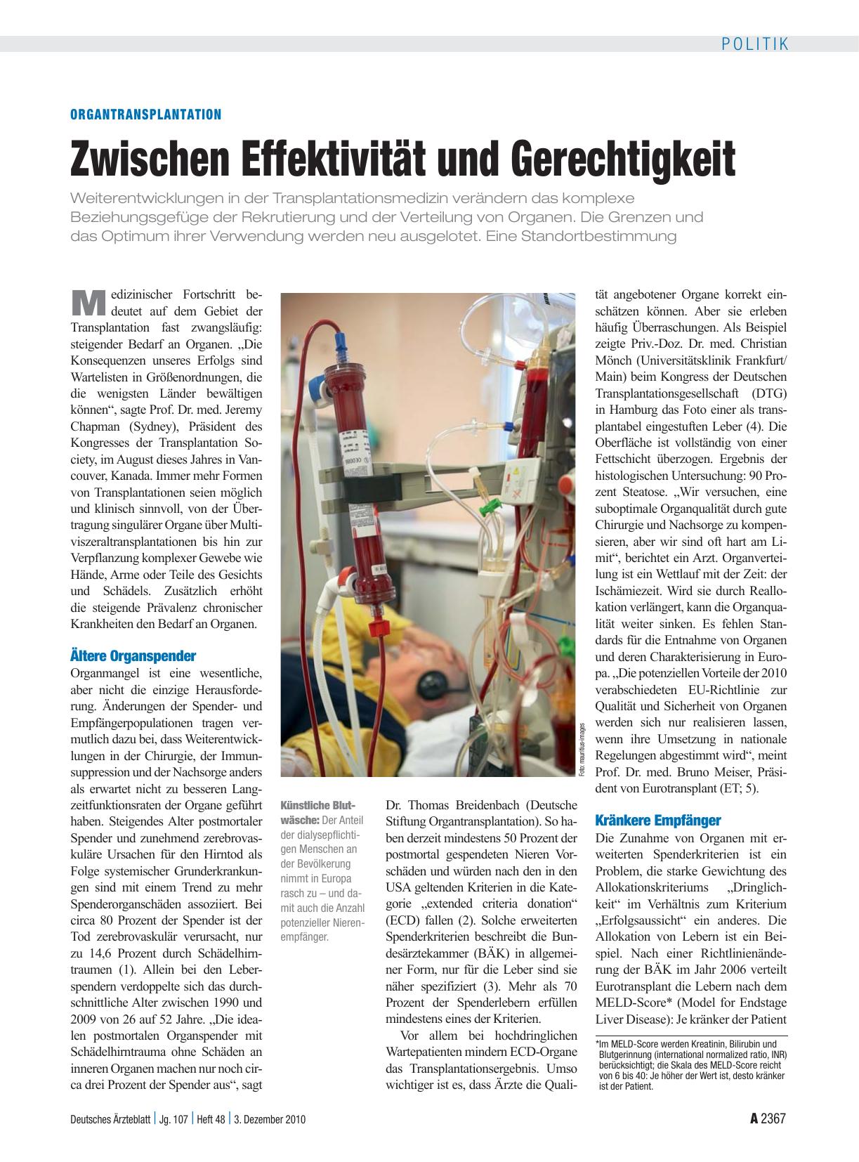 Vorschauseite 1: Organtransplantation: Zwischen Effektivität und Gerechtigkeit