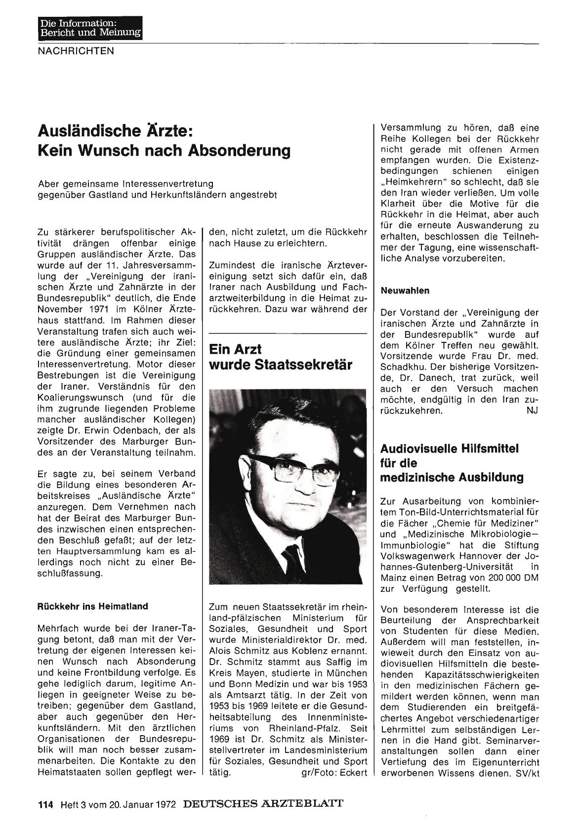 Vorschauseite 1: Ausländische Ärzte: Kein Wunsch nach Absonderung