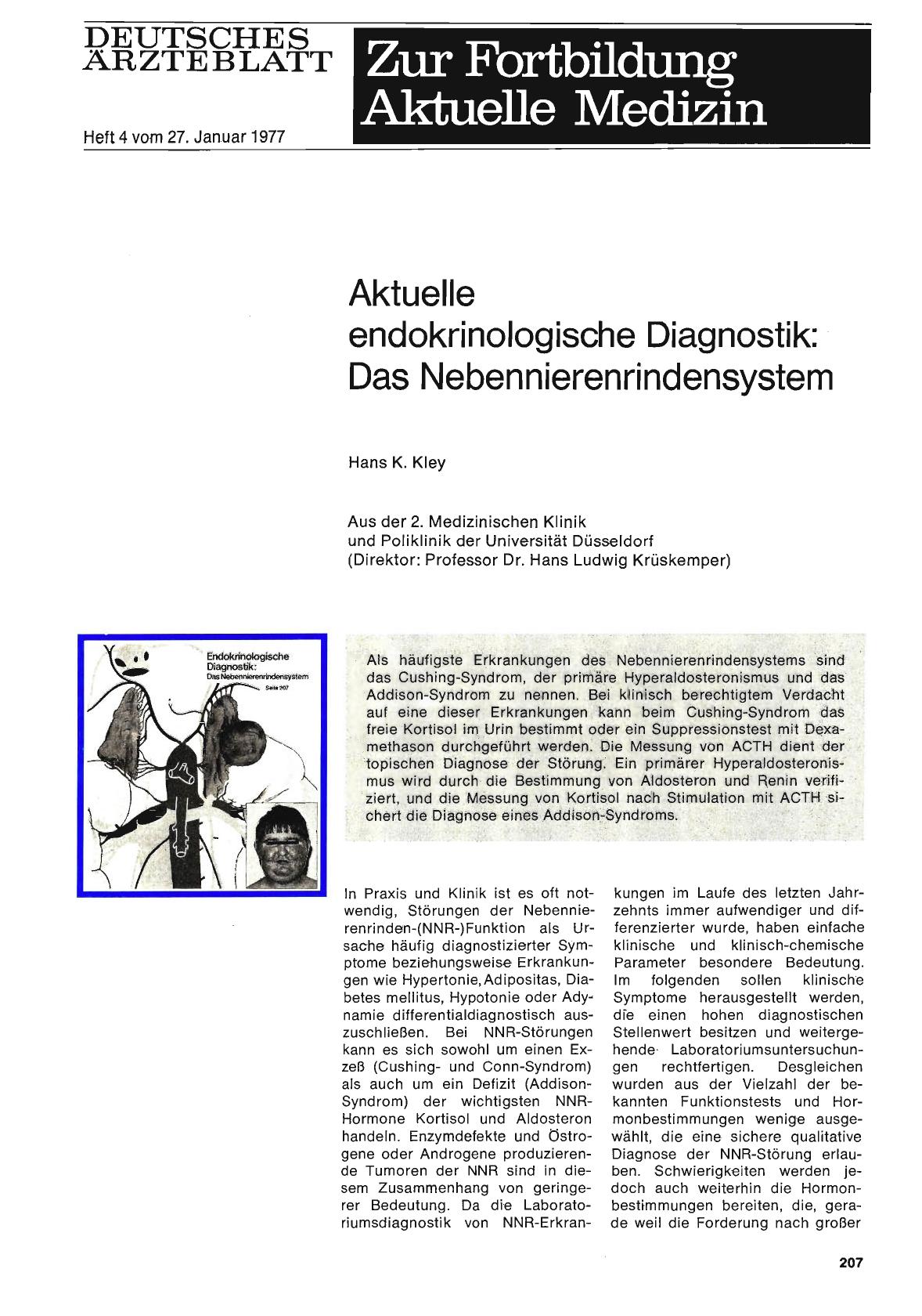 Vorschauseite 1: Aktuelle endokrinologische Diagnostik: Das Nebennierenrindensystem