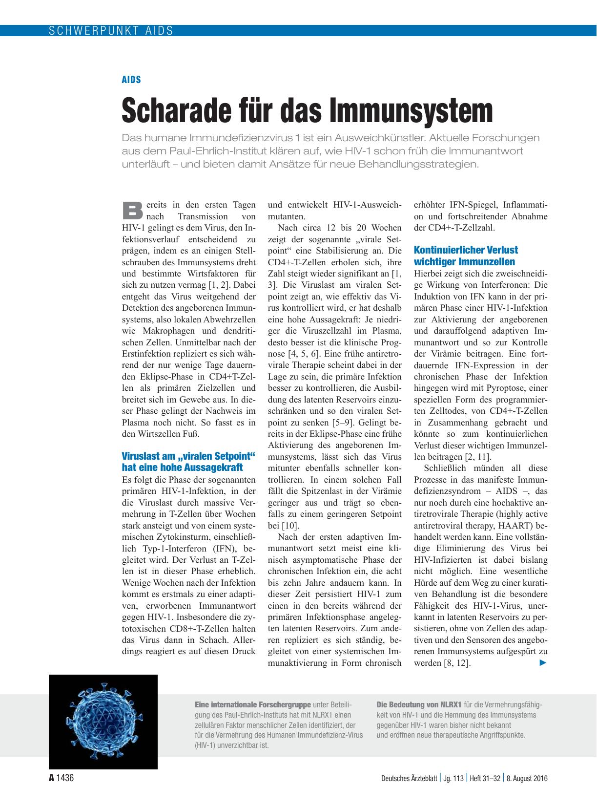 Vorschauseite 1: Aids: Scharade für das Immunsystem