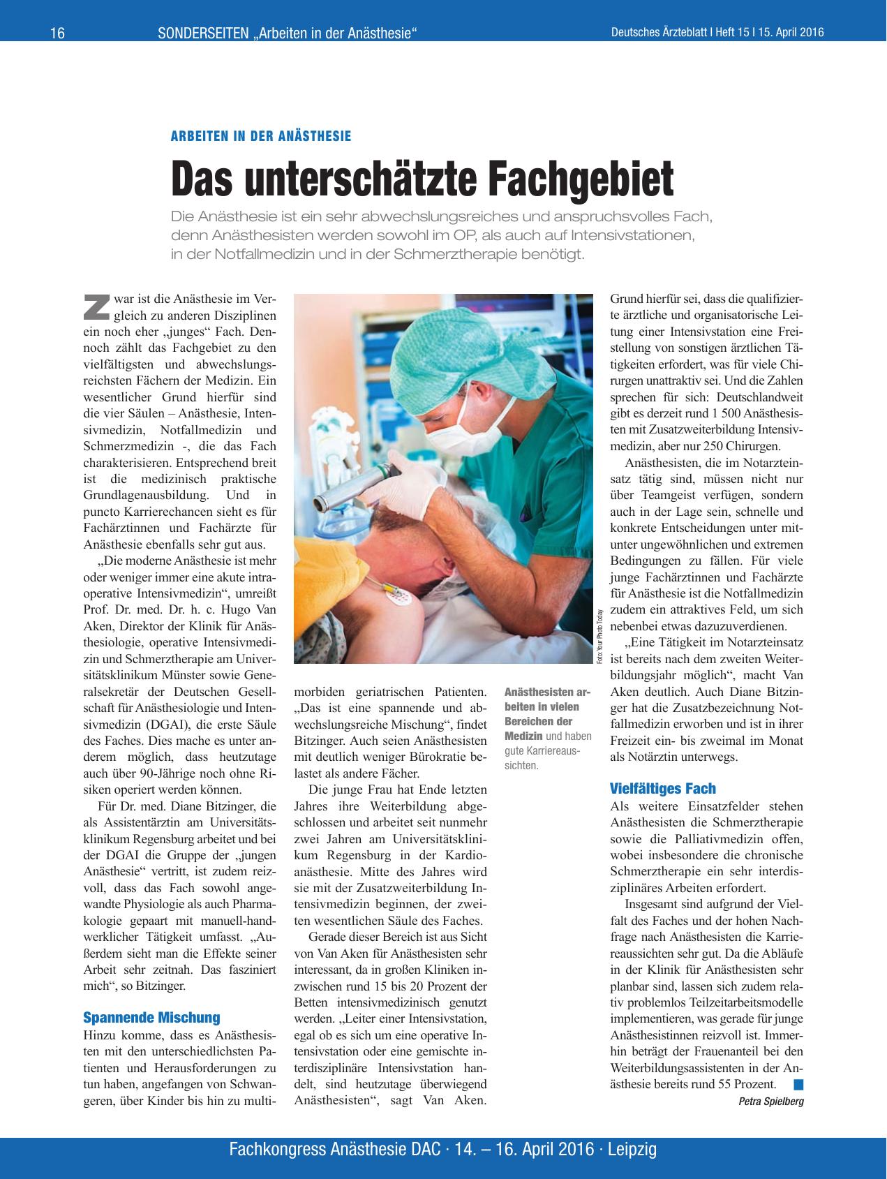 Vorschauseite 1: Arbeiten in der Anästhesie: Das unterschätzte Fachgebiet