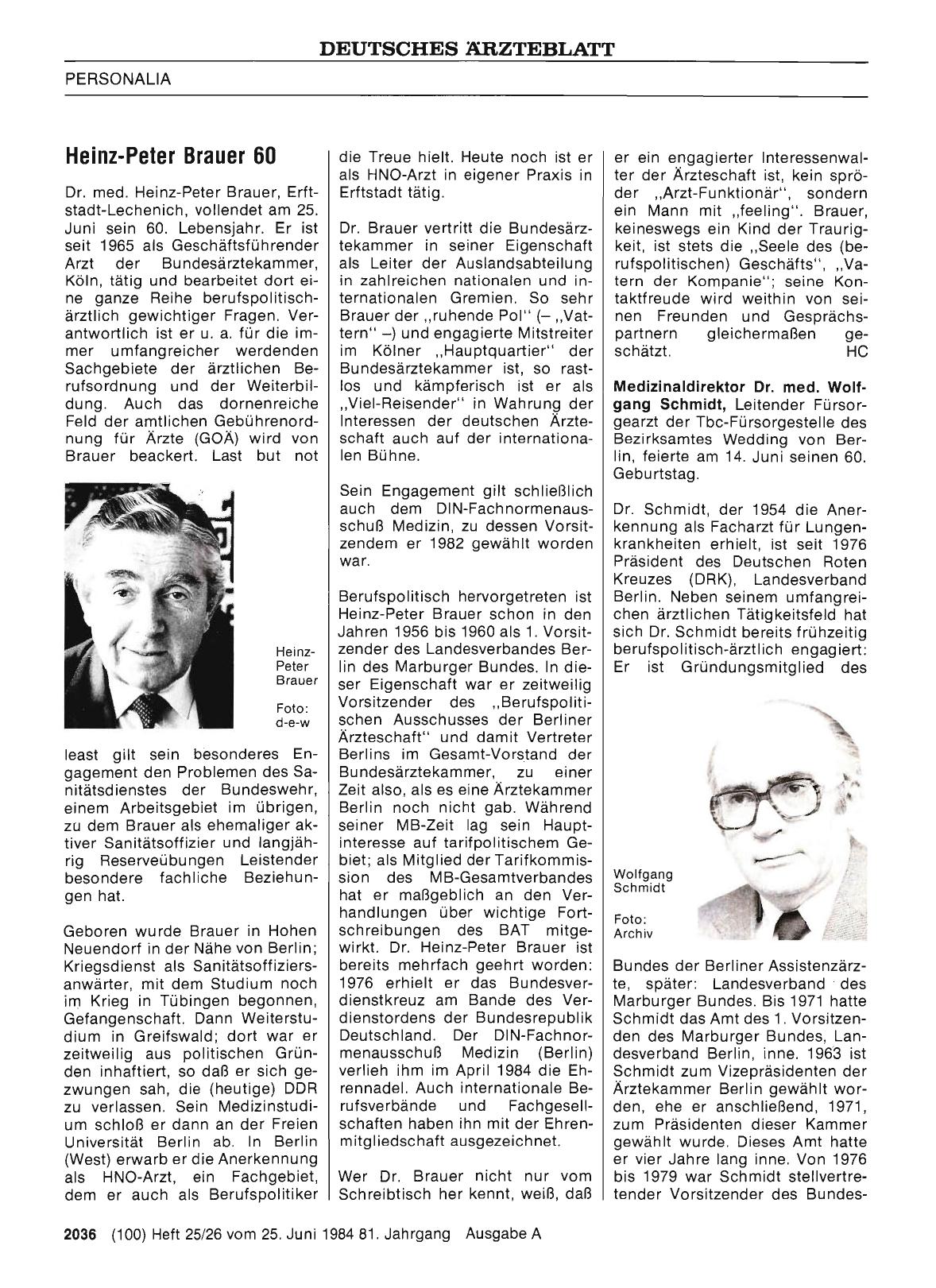 Vorschauseite 1: Heinz-Peter Brauer 60