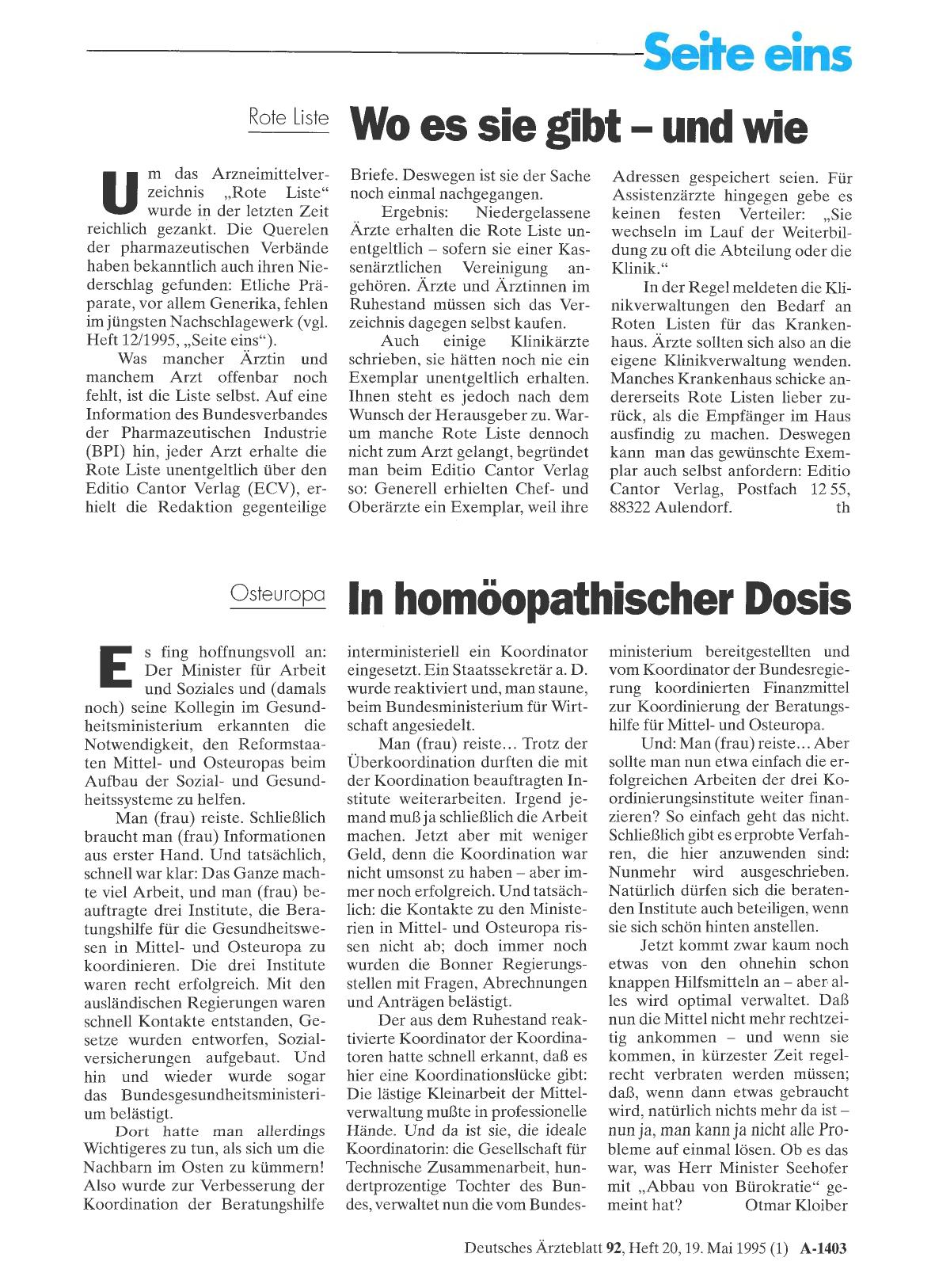 Vorschauseite 1: Osteuropa: In homöopathischer Dosis