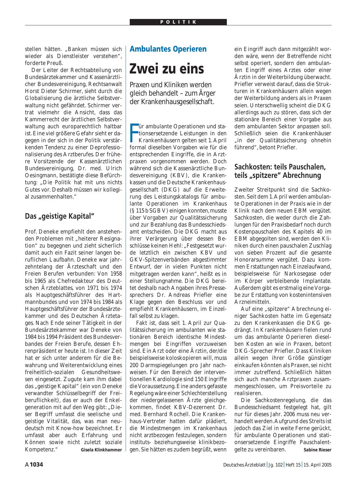 Vorschauseite 1: Ambulantes Operieren: Zwei zu eins