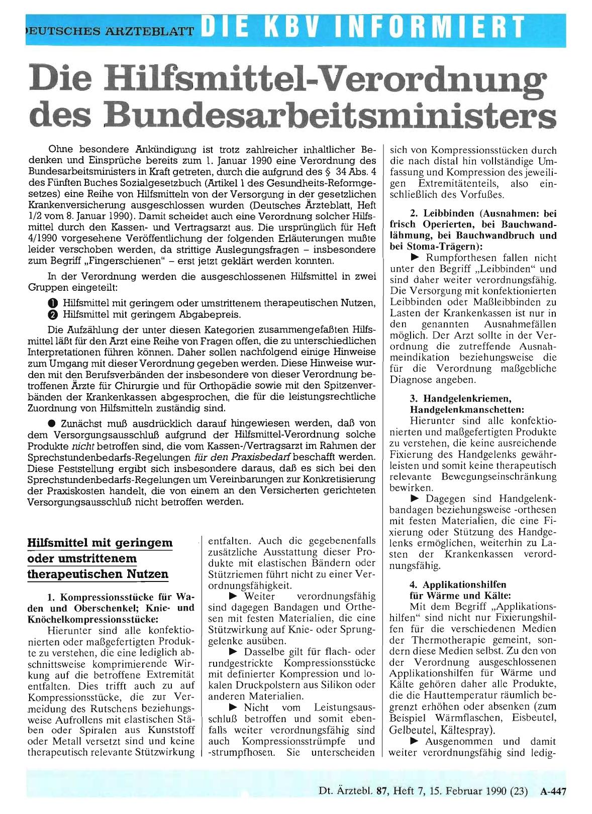 Vorschauseite 1: Die Hilfsmittel-Verordnung des Bundesarbeitsministers