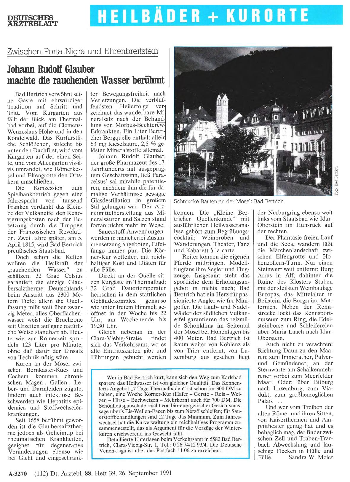 Vorschauseite 1: Zwischen Porta Nigra und Ehrenbreitstein: Johann Rudolf Glauber machte die rauchenden Wasser berühmt