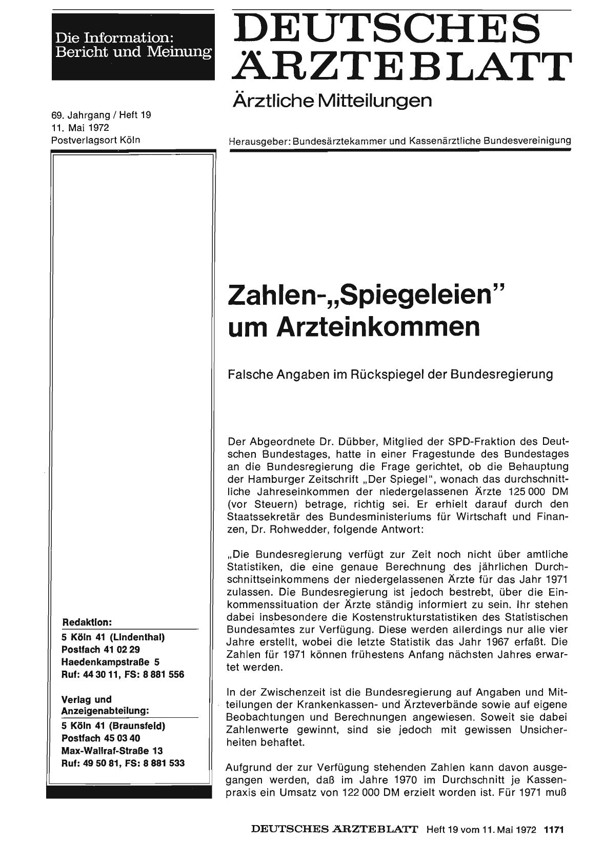 Vorschauseite 1: Zahlen-„Spiegeleien” um Arzteinkommen