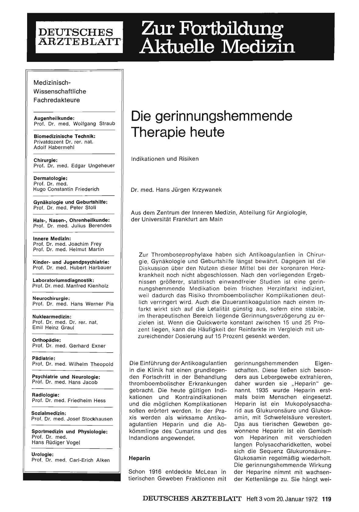 Vorschauseite 1: Die gerinnungshemmende Therapie heute: Indikationen und Risiken