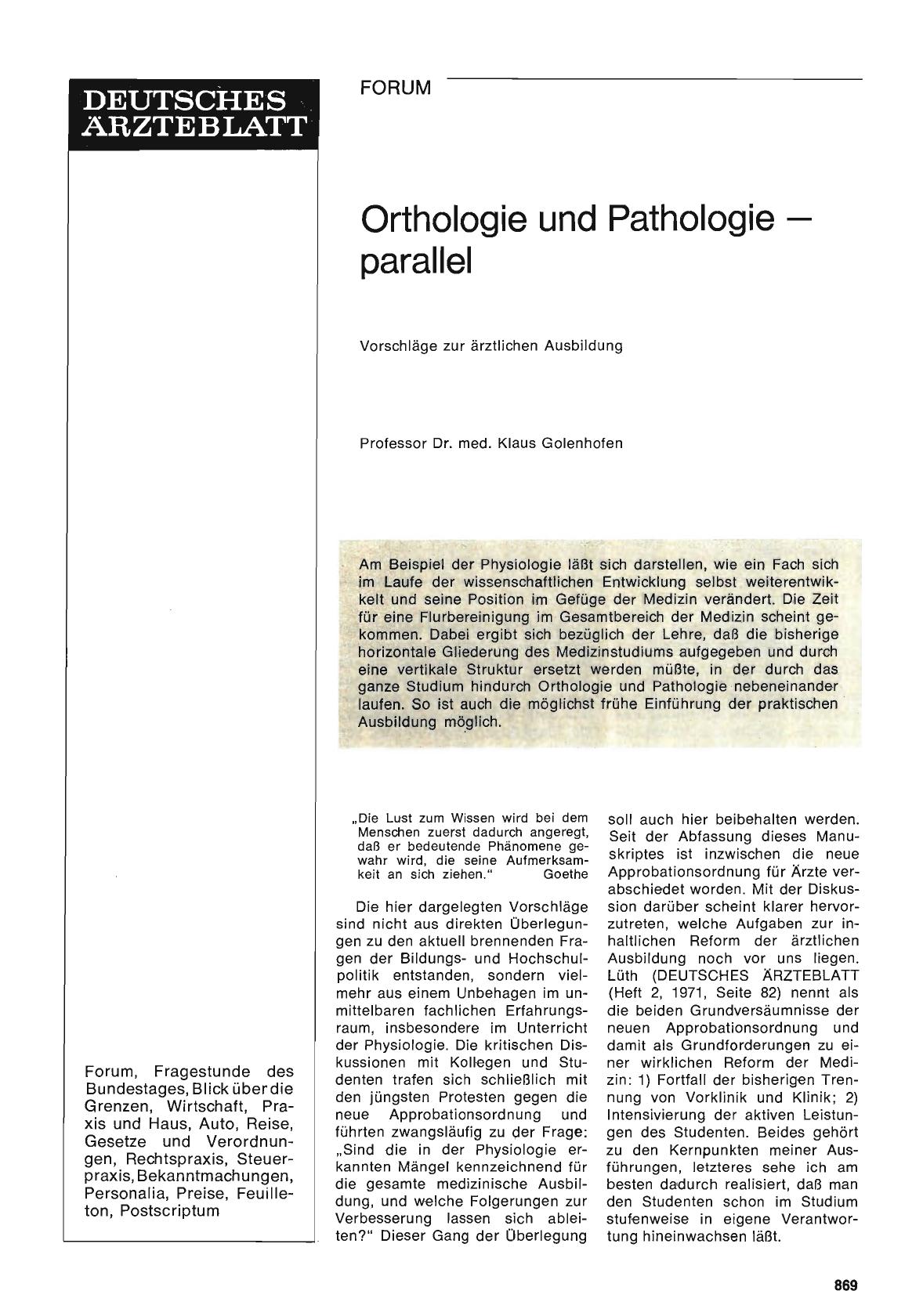 Vorschauseite 1: Orthologie und Pathologie — parallel