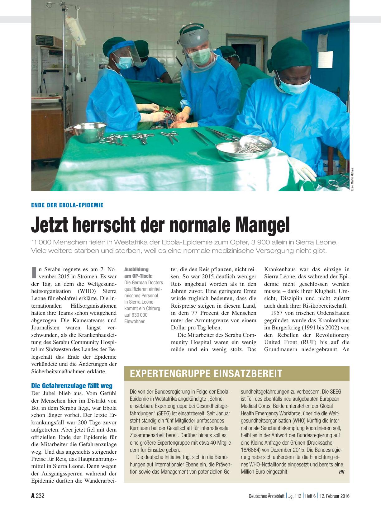 Vorschauseite 1: Ende der Ebola-Epidemie: Jetzt herrscht der normale Mangel