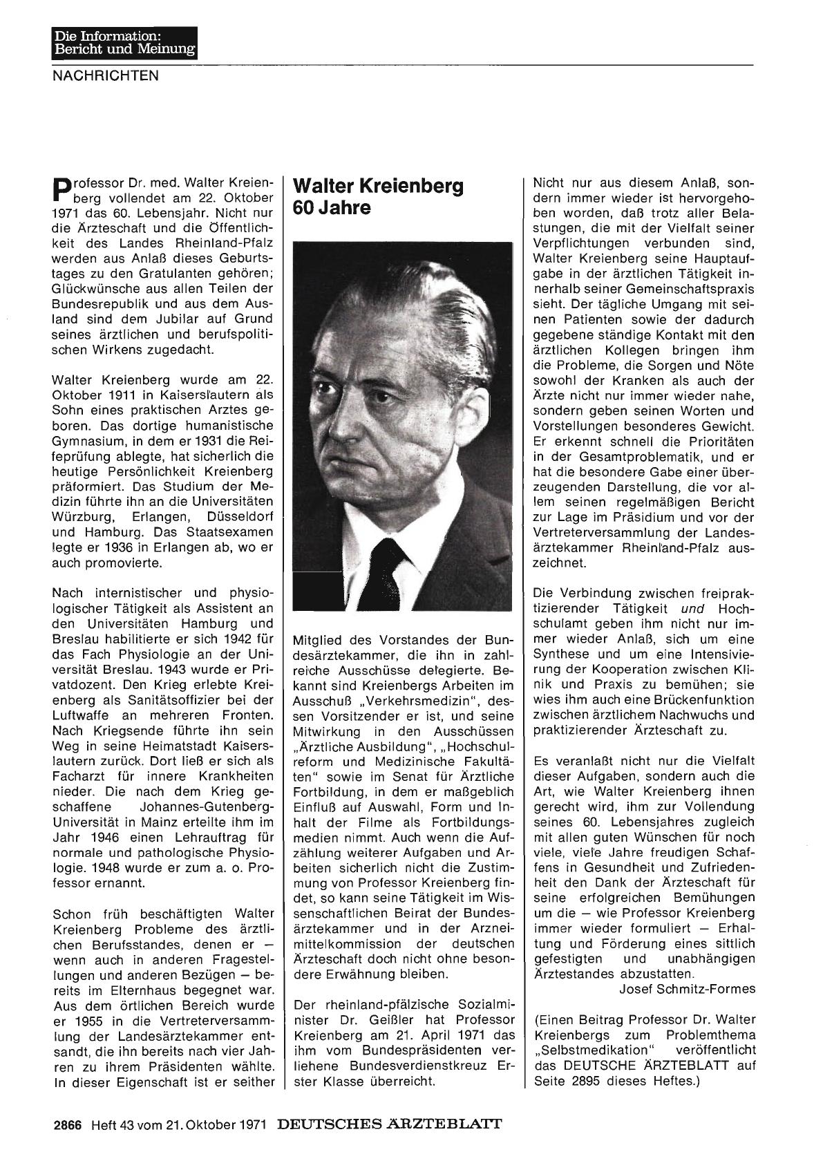 Vorschauseite 1: Walter Kreienberg 60 Jahre