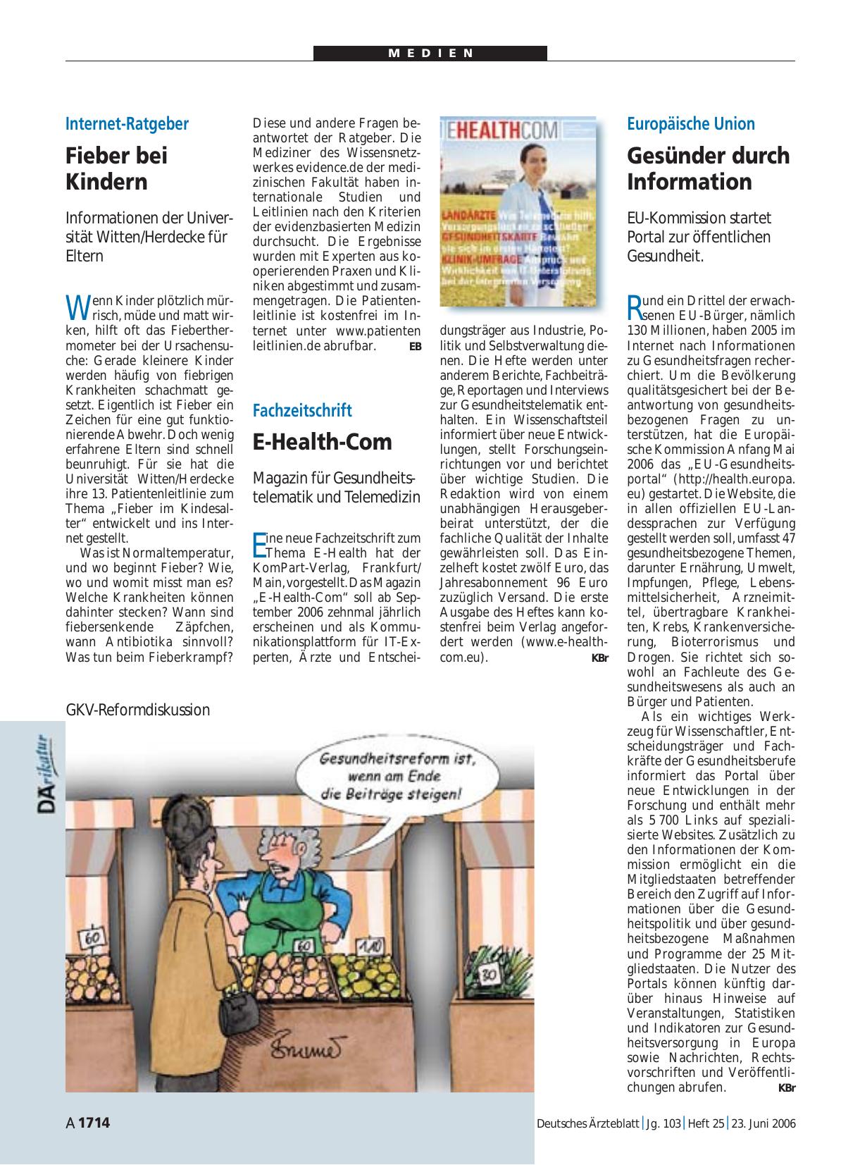 Vorschauseite 1: Fachzeitschrift: E-Health-Com