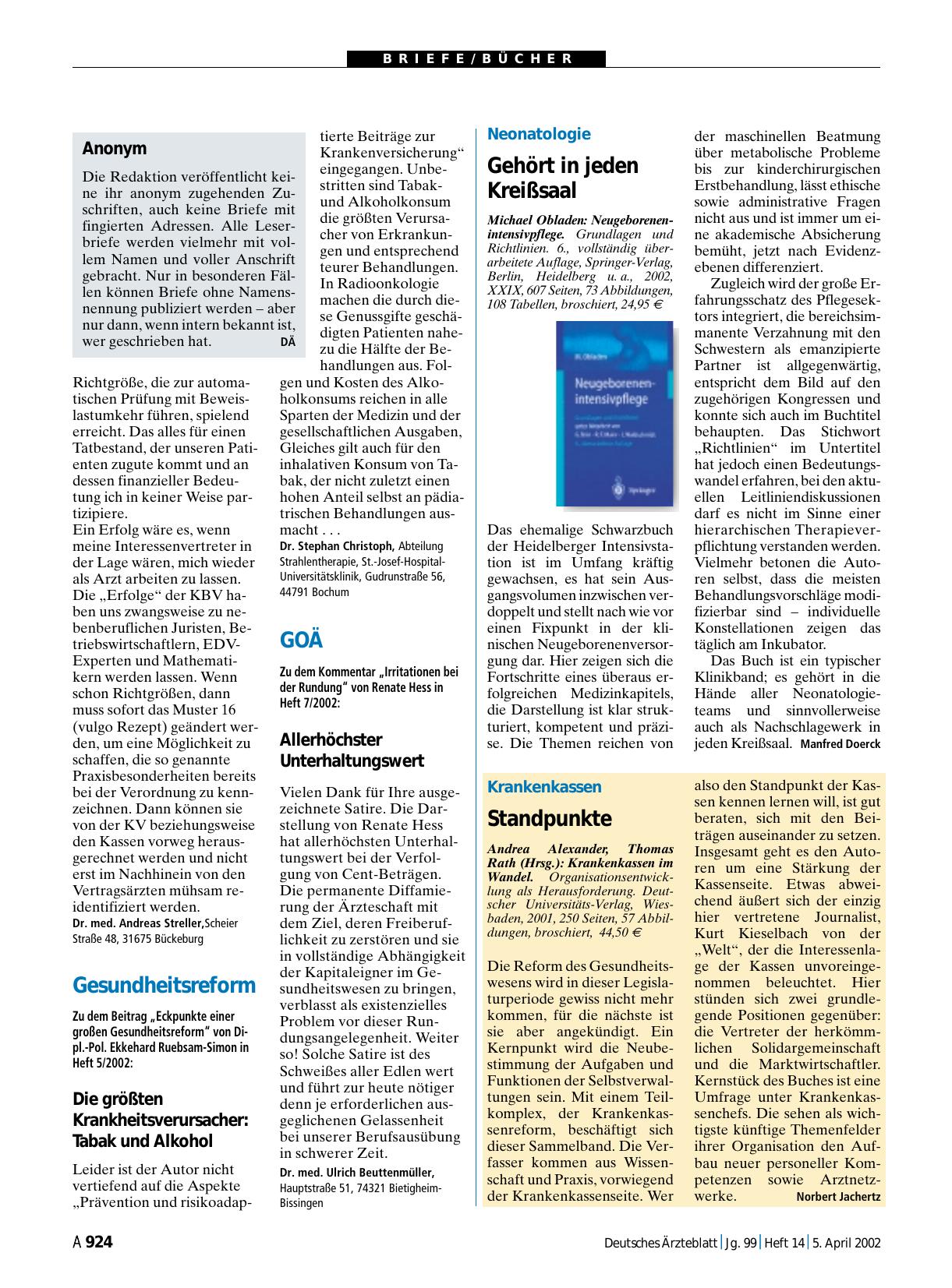 Vorschauseite 1: GOÄ: Allerhöchster Unterhaltungswert