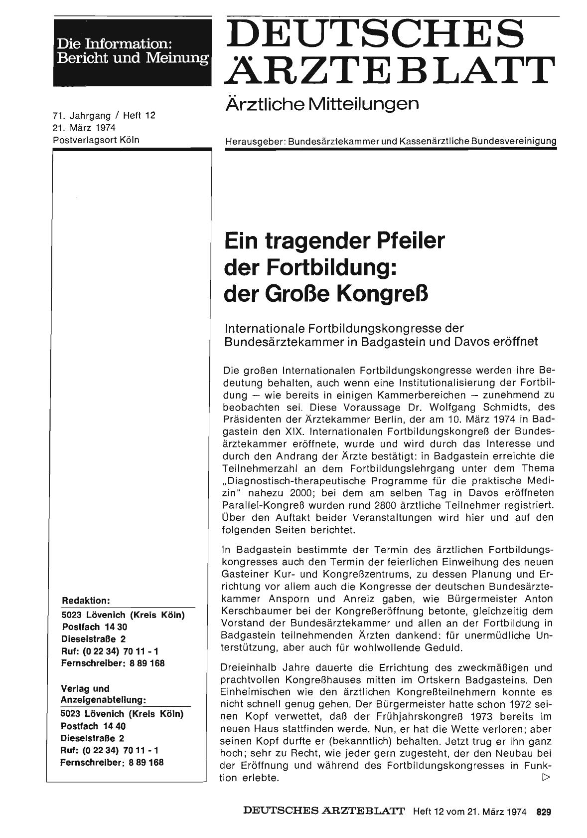 Vorschauseite 1: Ein tragender Pfeiler der Fortbildung: der Große Kongreß