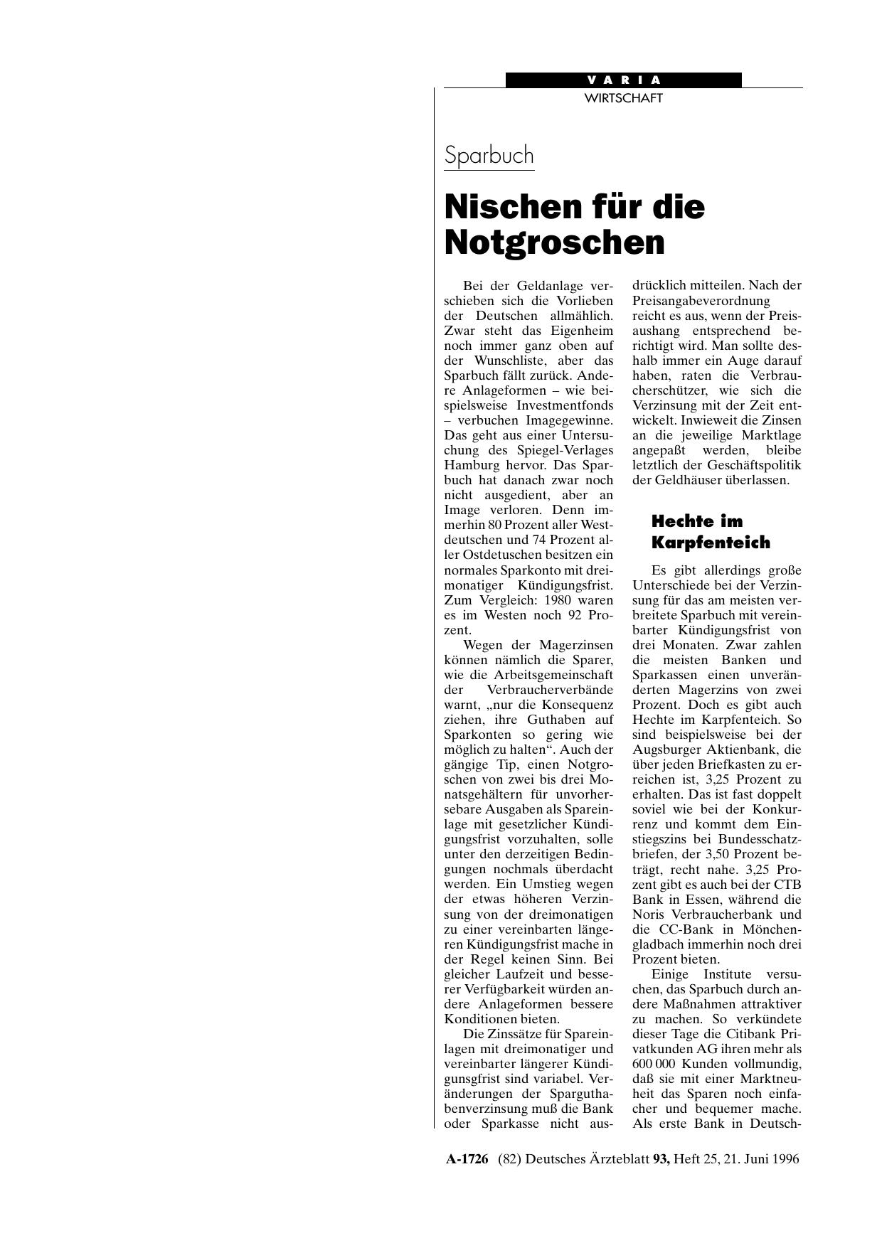 Vorschauseite 1: Zinsbewußte Anleger: Sondersparfomen immer gefragter
