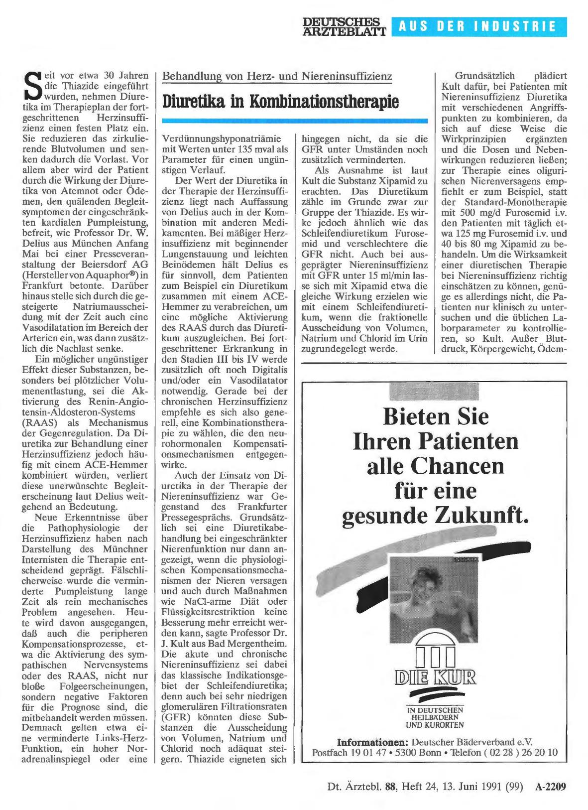 Vorschauseite 1: Behandlung von Herzund Niereninsuffizienz: Diuretika in Kombinationstherapie