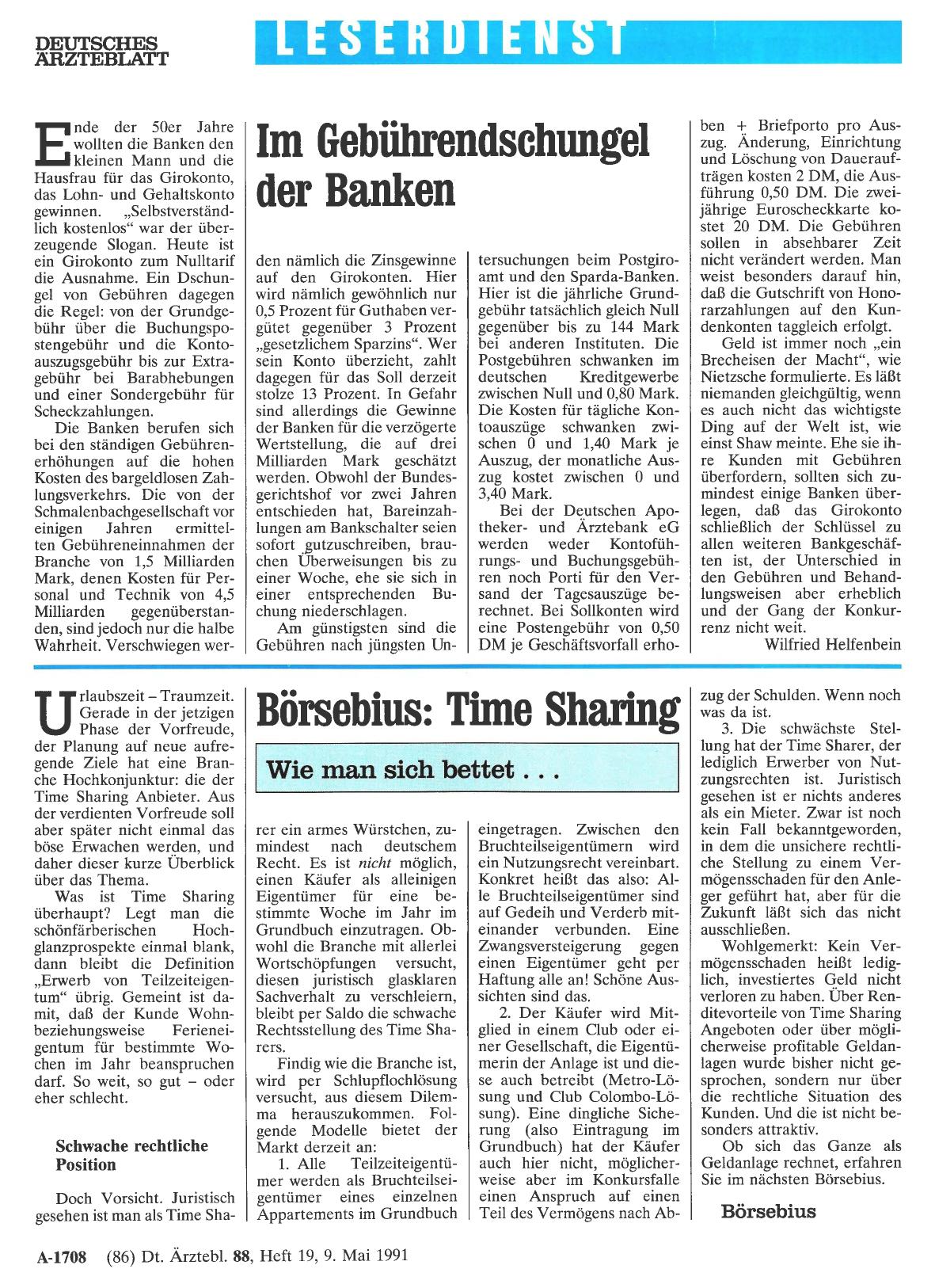 Vorschauseite 1: Börsebius: Time Sharing: Wie man sich bettet. ..