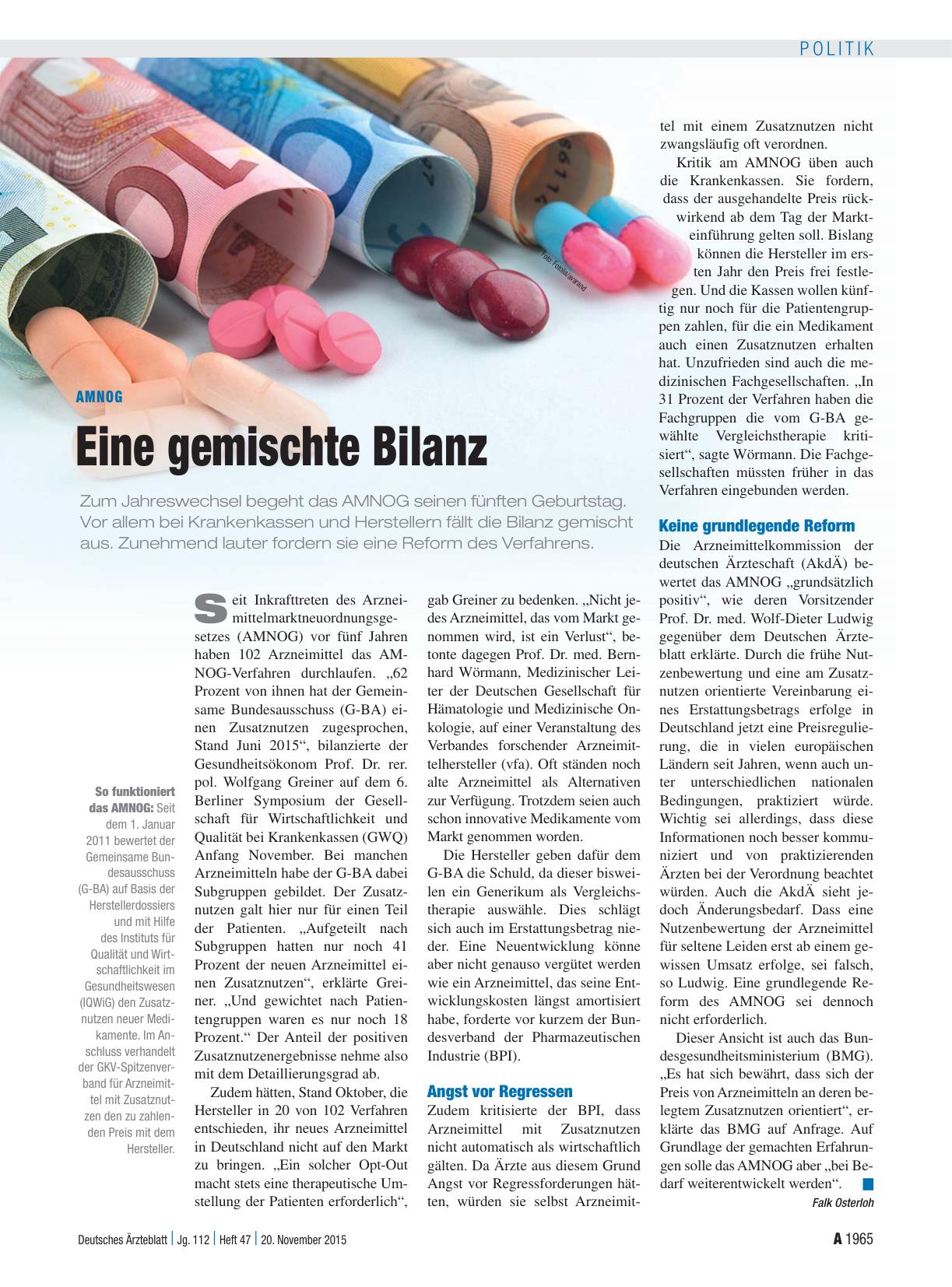 Vorschauseite 1: AMNOG: Eine gemischte Bilanz