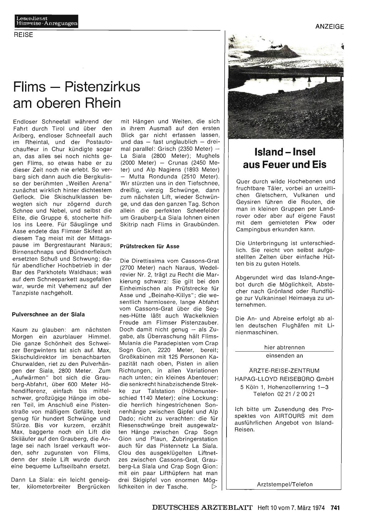 Vorschauseite 1: Flims — Pistenzirkus am oberen Rhein