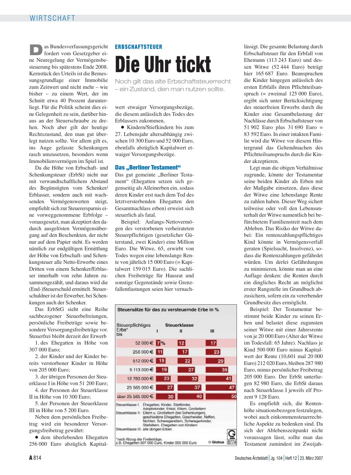 Vorschauseite 1: Erbschaftsteuer: Die Uhr tickt