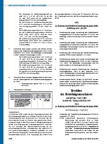 Vorschauseite 3: Beschluss des Bewertungsausschusses nach § 87 Abs. 1 Satz 1 SGB V in seiner 435. Sitzung: Änderung des Einheitlichen Bewertungsmaßstabes, Teil A, Teil B