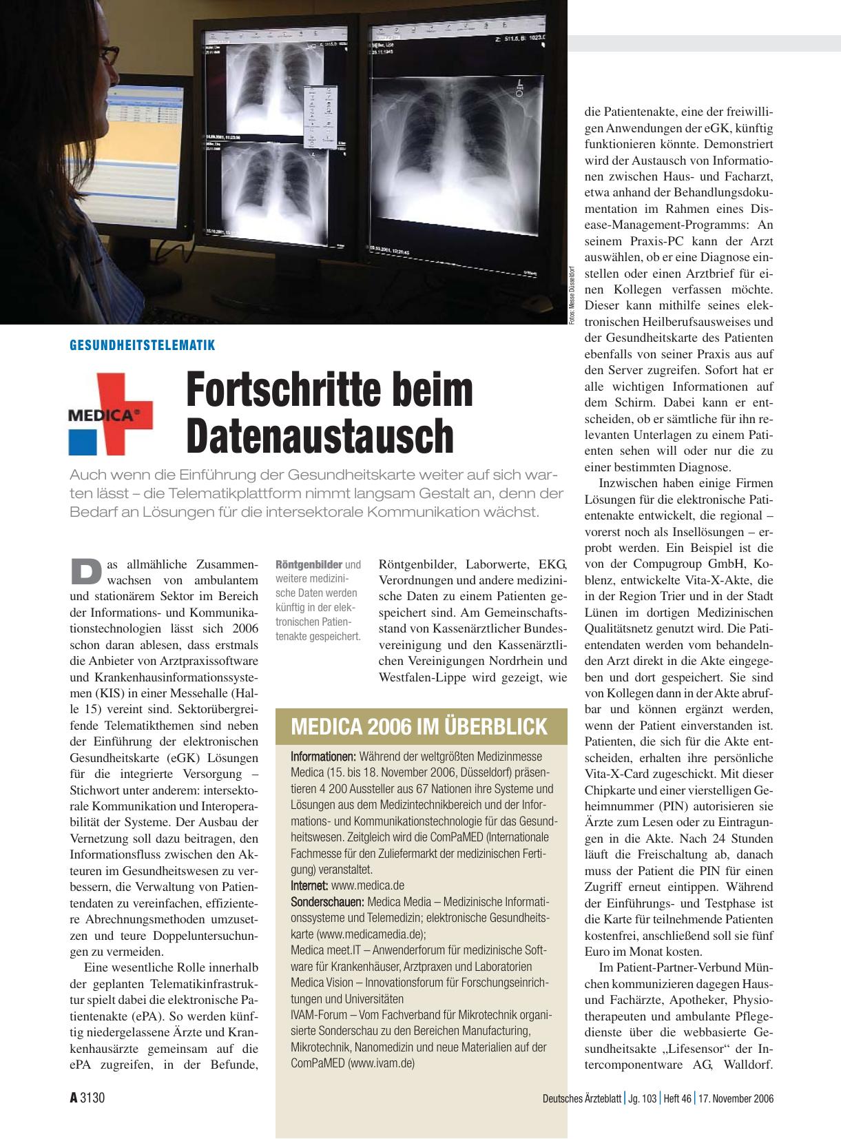 Vorschauseite 1: Gesundheitstelematik: Fortschritte beim Datenaustausch