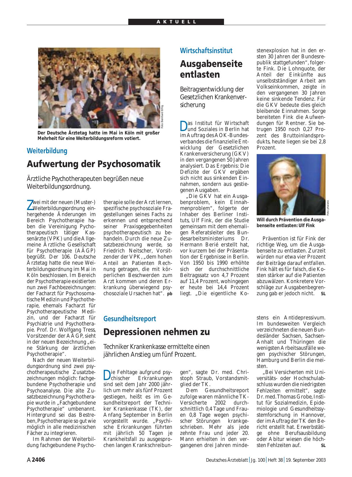 Vorschauseite 1: Weiterbildung: Aufwertung der Psychosomatik