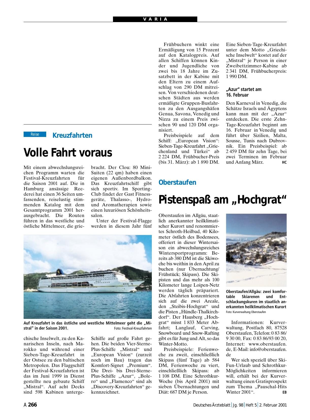 Vorschauseite 1: Kreuzfahrten: Volle Fahrt voraus