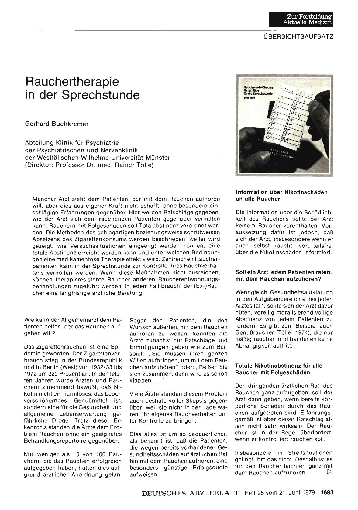 Vorschauseite 1: Rauchertherapie in der Sprechstunde