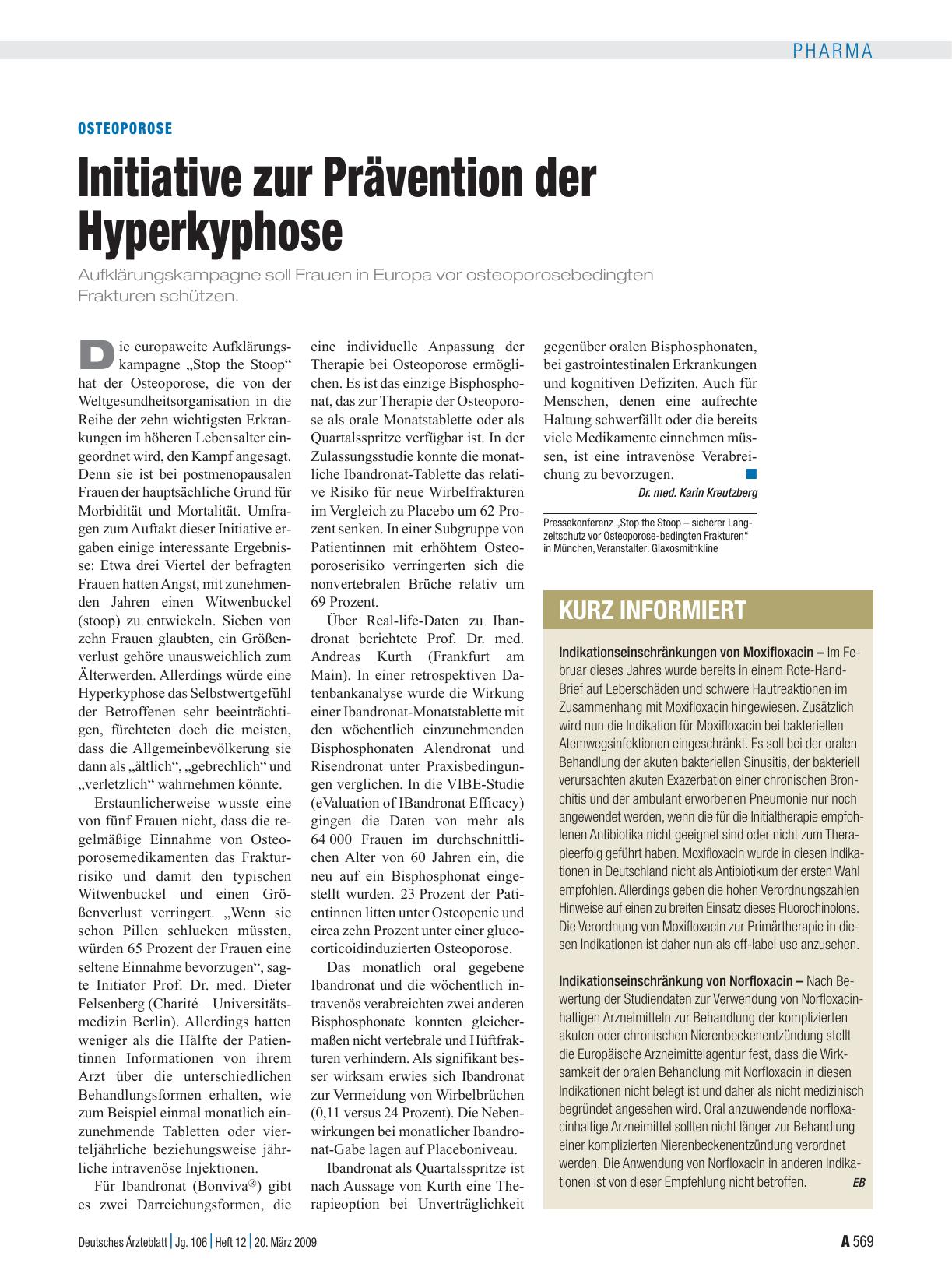 Vorschauseite 1: Osteoporose: Initiative zur Prävention der Hyperkyphose