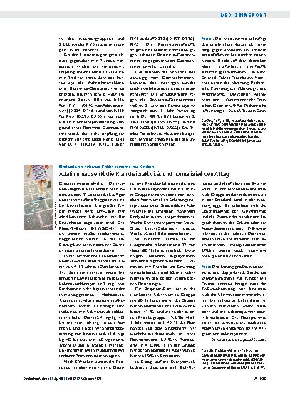 Vorschauseite 1: Moderate bis schwere Colitis ulcerosa bei Kindern: Adalimumab senkt die Krankheitsaktivität und normalisiert den Alltag
