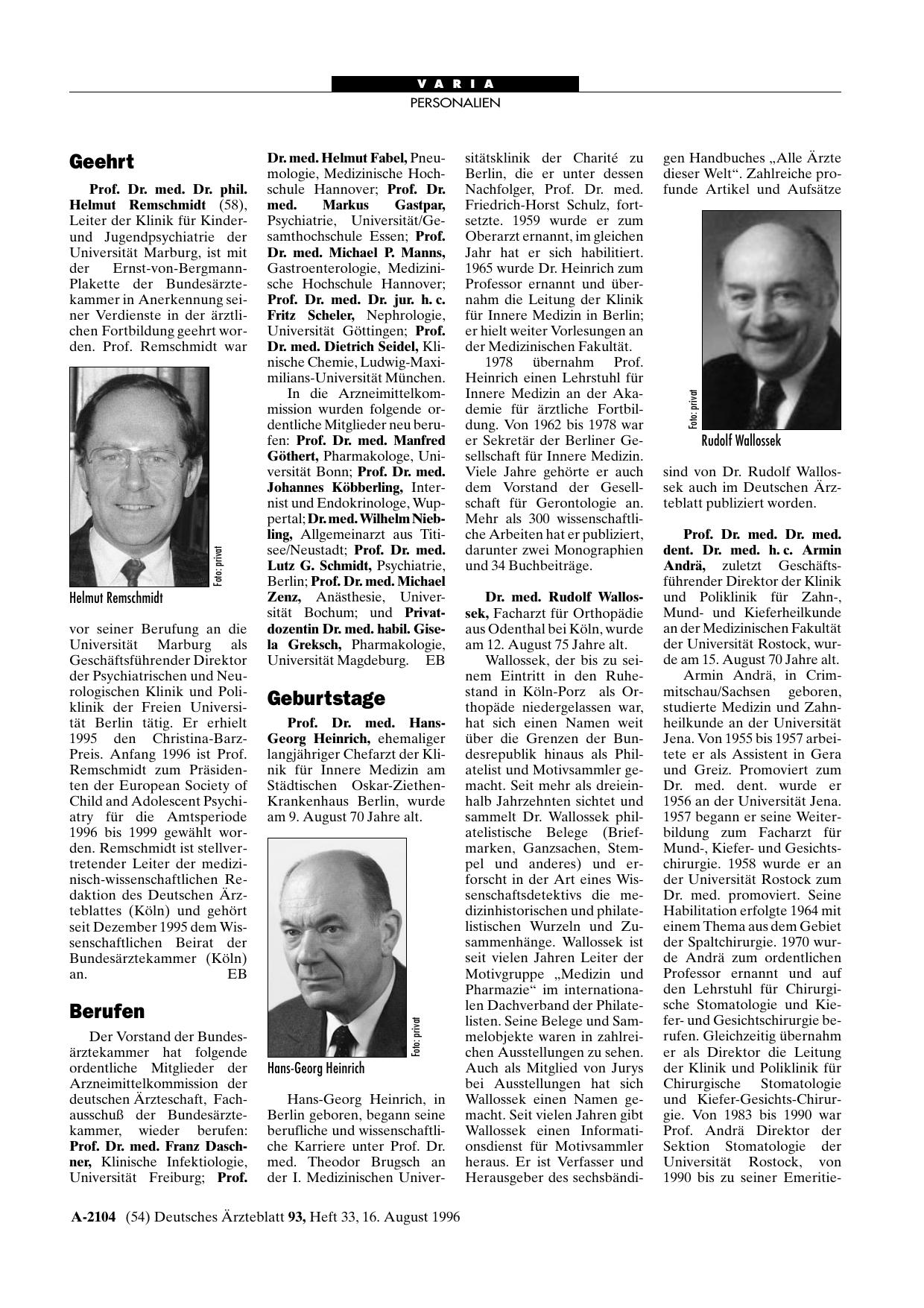 Vorschauseite 1: Verleihungen