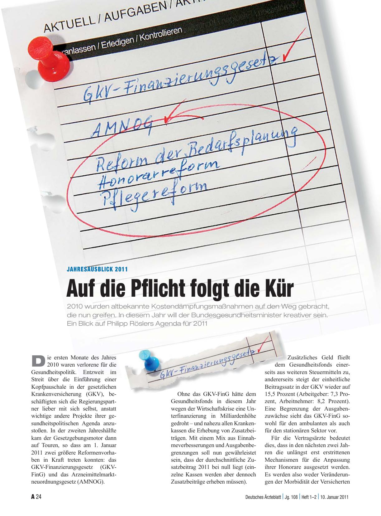 Vorschauseite 1: Jahresausblick 2011: Auf die Pflicht folgt die Kür
