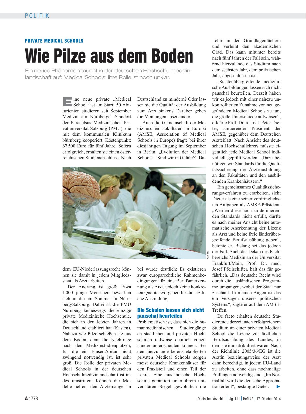 Vorschauseite 1: Private Medical Schools: Wie Pilze aus dem Boden