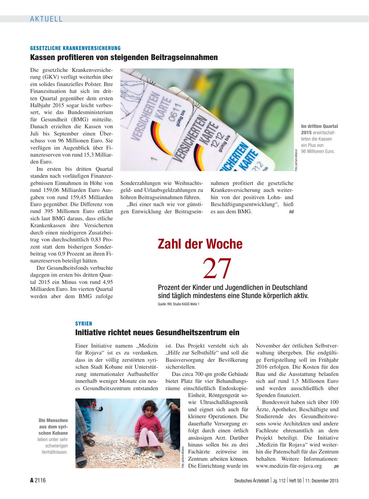 Vorschauseite 1: Syrien: Initiative richtet neues Gesundheitszentrum ein