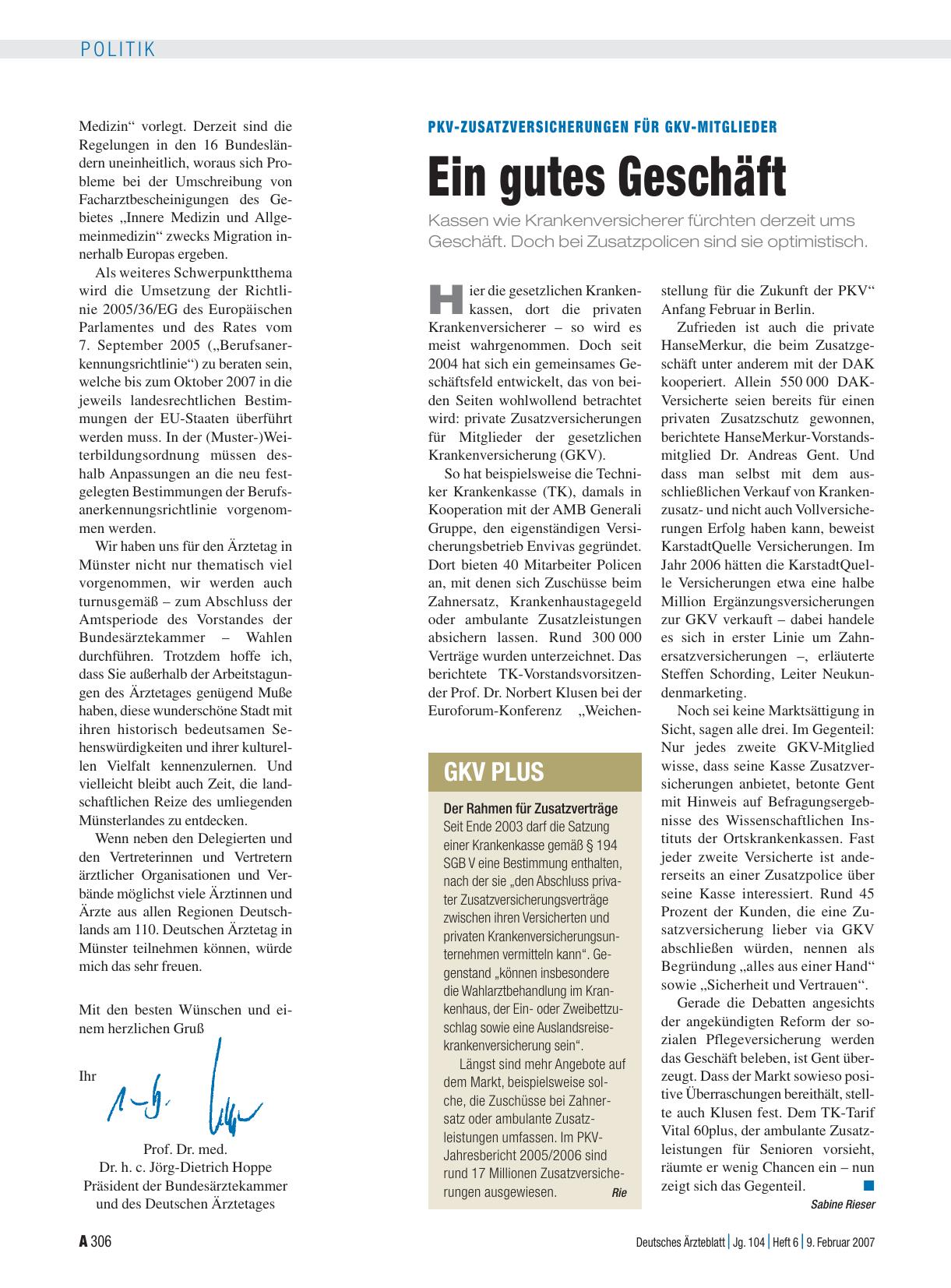 Vorschauseite 1: PKV-Zusatzversicherungen für GKV-Mitglieder: Ein gutes Geschäft