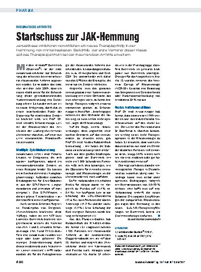 Vorschauseite 1: Rheumatoide Arthritis: Startschuss zur JAK-Hemmung
