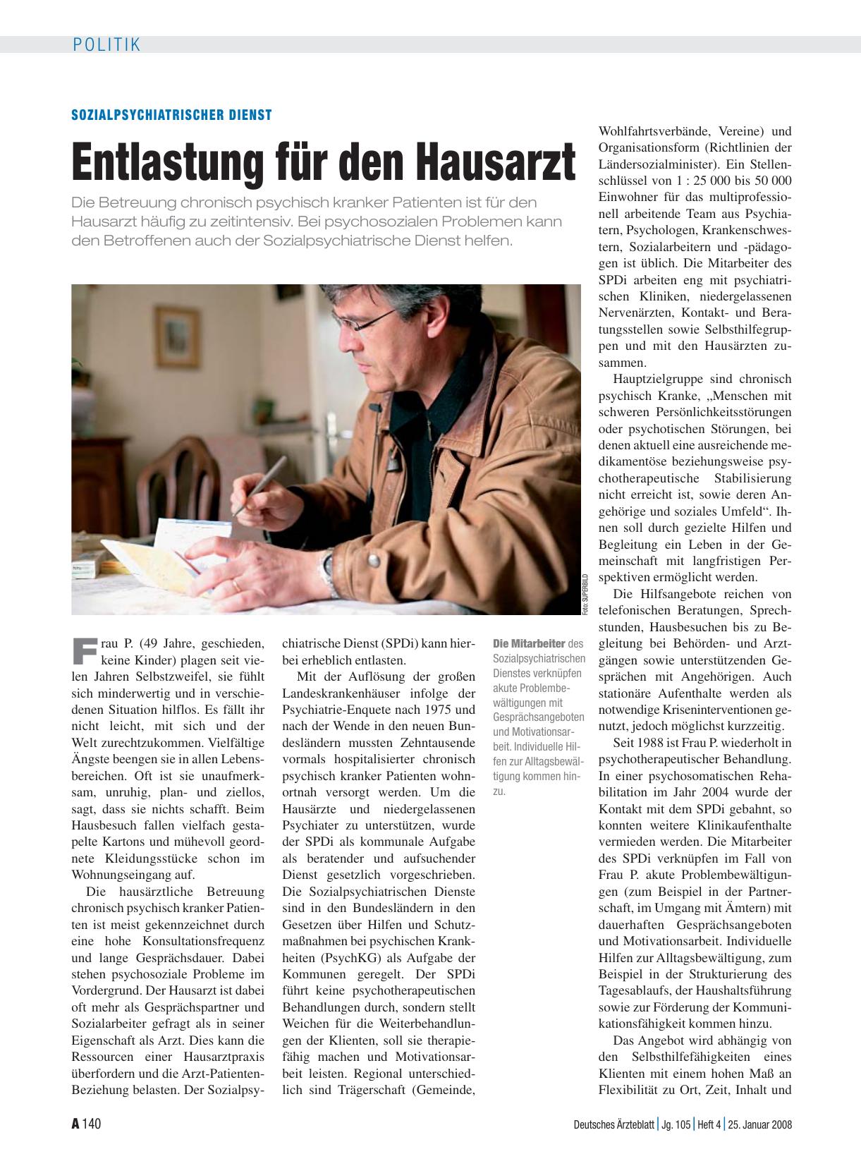 Vorschauseite 1: Sozialpsychiatrischer Dienst: Entlastung für den Hausarzt