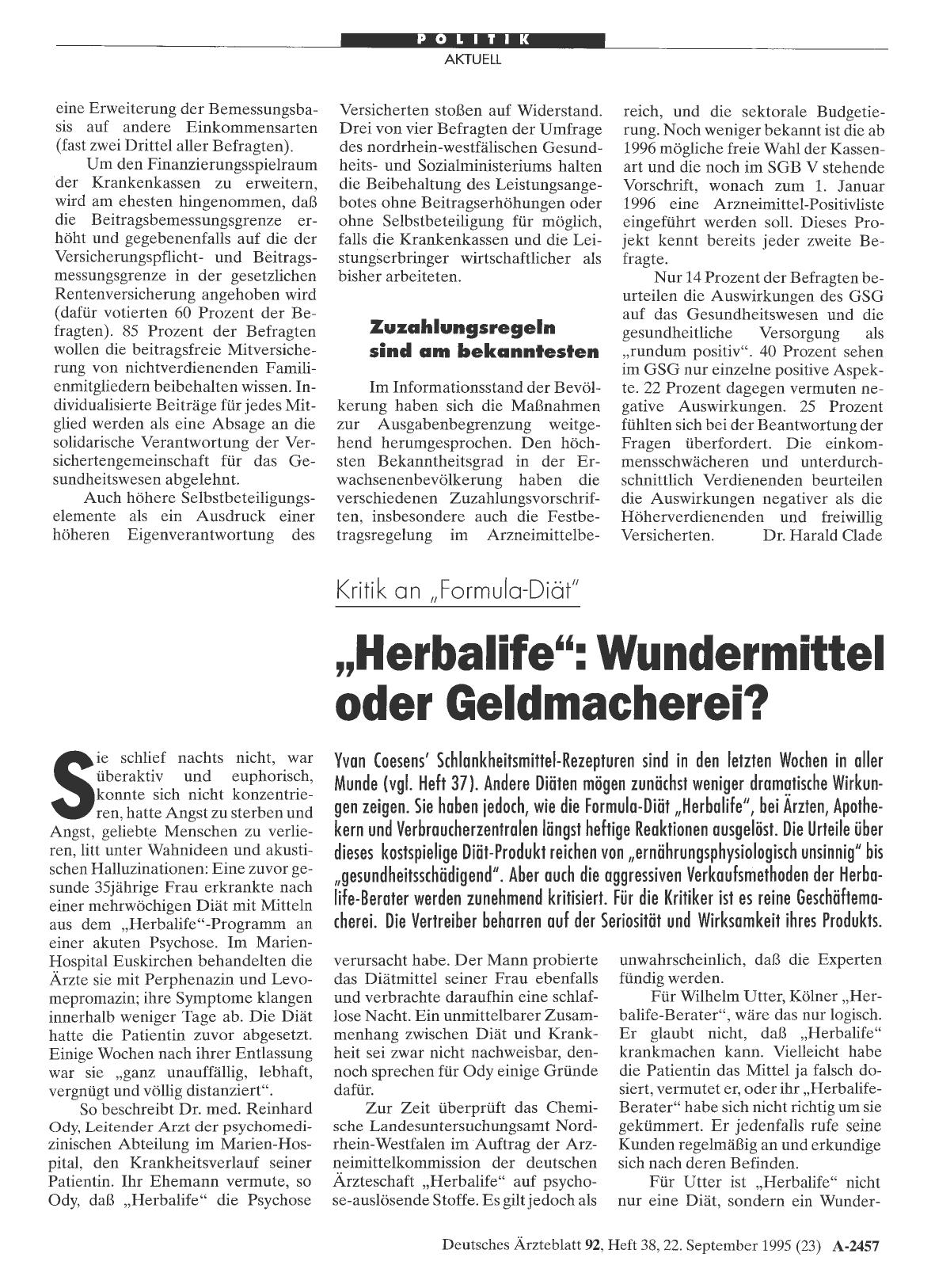 Vorschauseite 1: Kritik an „Formula-Diät“ „Herbalife“: Wundermittel oder Geldmacherei?