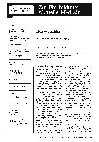 Vorschauseite 1: EKG-Repetitorium XXIX. : Bradykarde Herzrhythmusstörungen